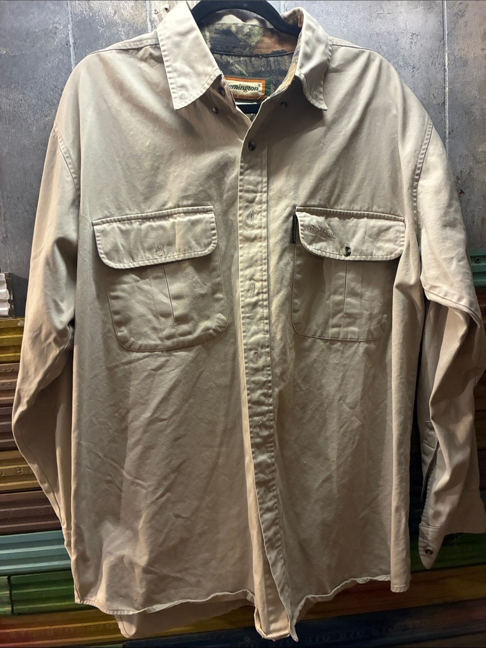 Remington Beige/Tan Work Shirt with Dual Flap Pockets